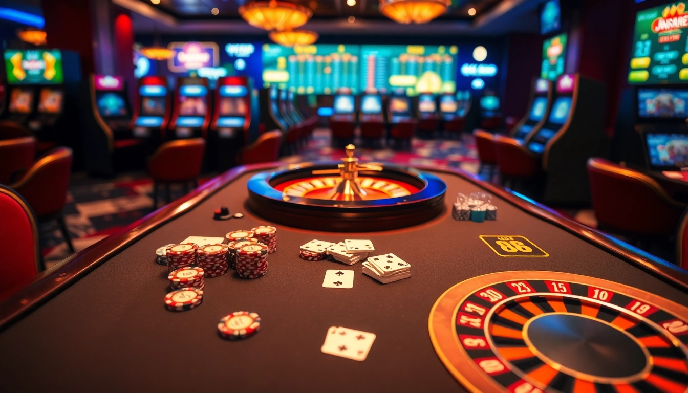 Experience the excitement of Jun88 at a luxurious poker table with vibrant casino elements.