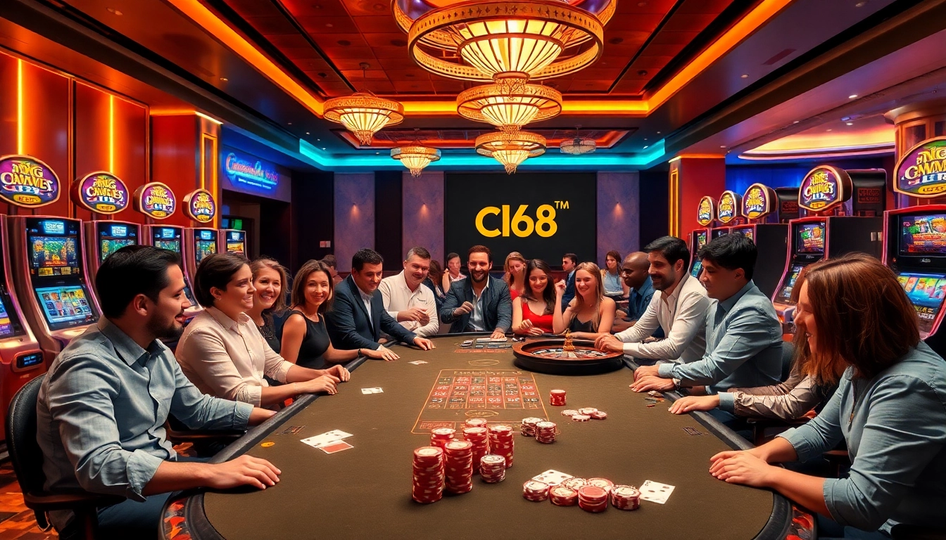 Engage in thrilling poker games at C168 casino, surrounded by vibrant atmosphere and luxury.