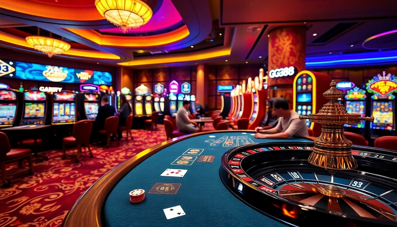 Active players engage with GG88 casino games at a lively gaming table.