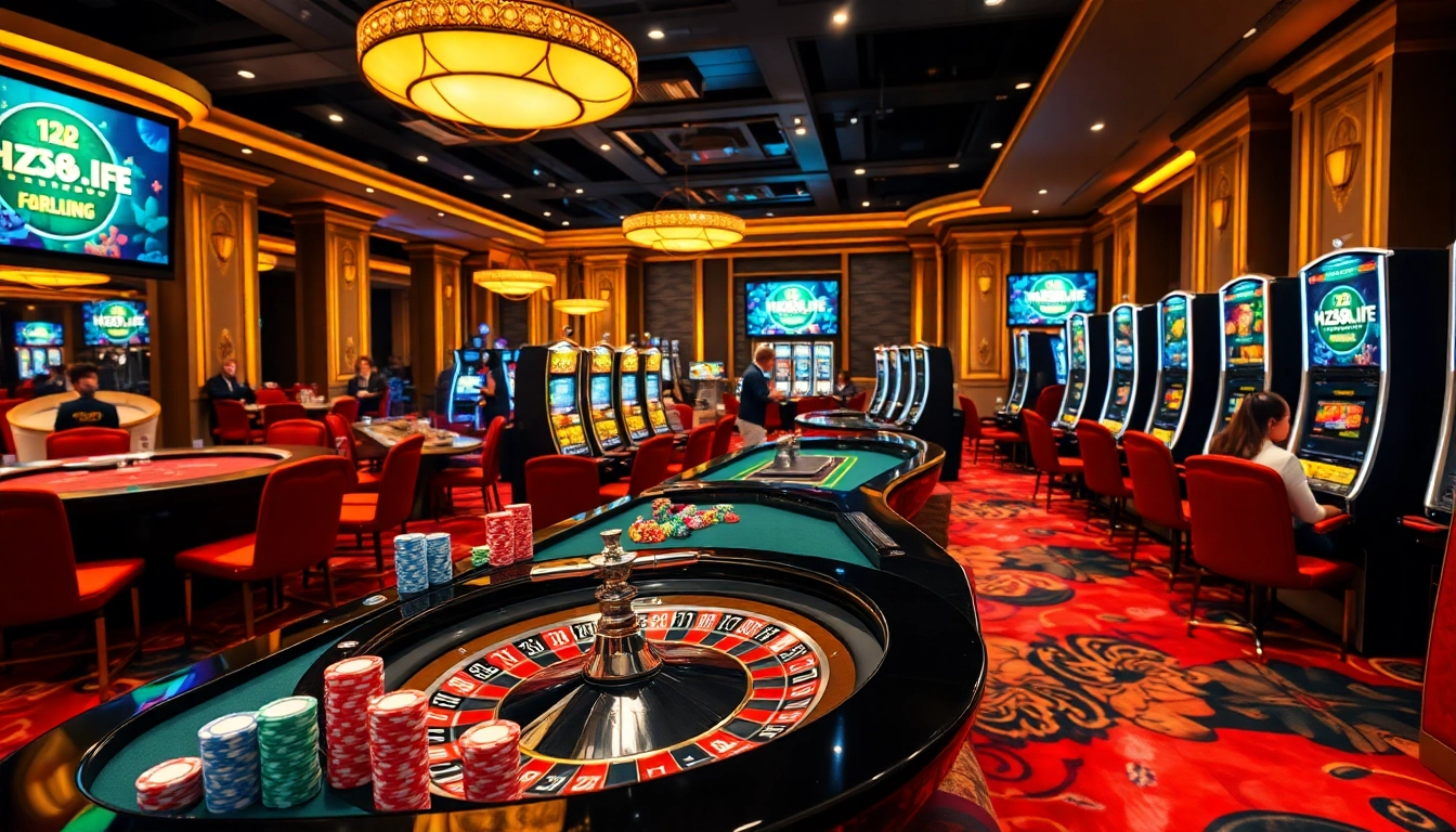 Experience the excitement at hz88.life, enjoying luxury casino tables and vibrant slot machines.