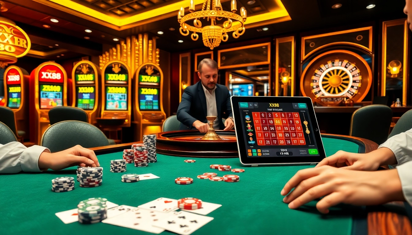 Players enjoying a vibrant XX88 casino experience with luxurious gaming elements and excitement.