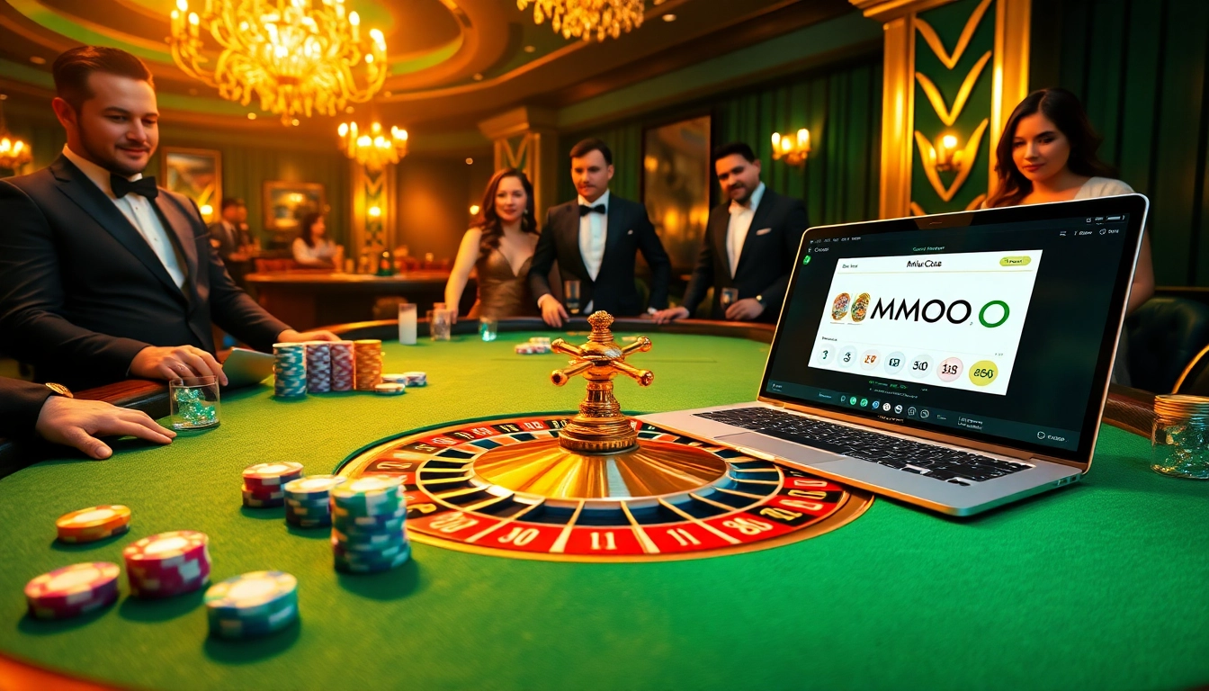 MMOO gaming experience with a vibrant roulette table and online betting interface.