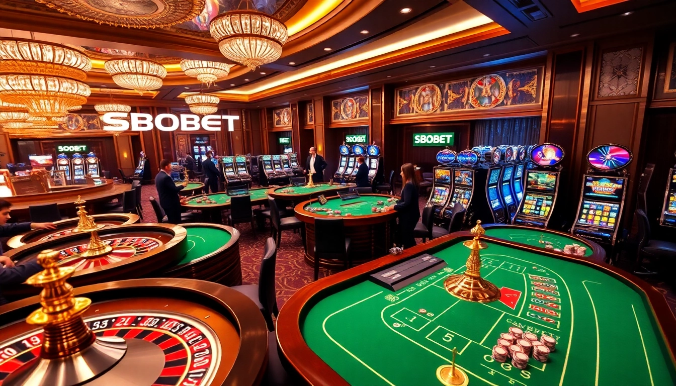 SBOBET online interface showcasing vibrant casino tables and action-packed gambling excitement.